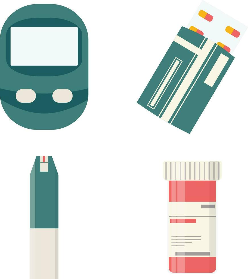 wereld diabetes dag icoon met vlak tekenfilm ontwerp. vector illustratie set.