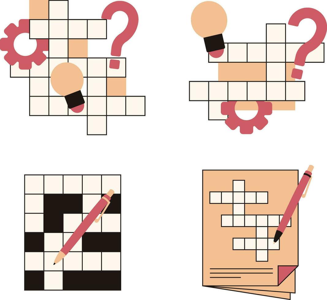 verzameling van kruiswoordraadsel puzzel dag. met verschillend ontwerp. geïsoleerd vector icoon