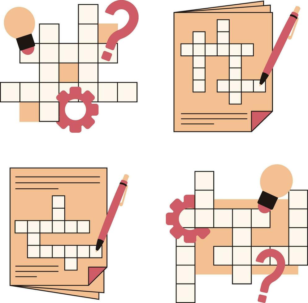 verzameling van kruiswoordraadsel puzzel dag. met verschillend ontwerp. geïsoleerd vector icoon