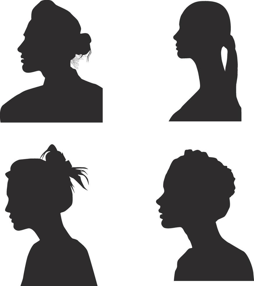 reeks van vrouw hoofd silhouet. met verschillend kapsel. vector illustratie.