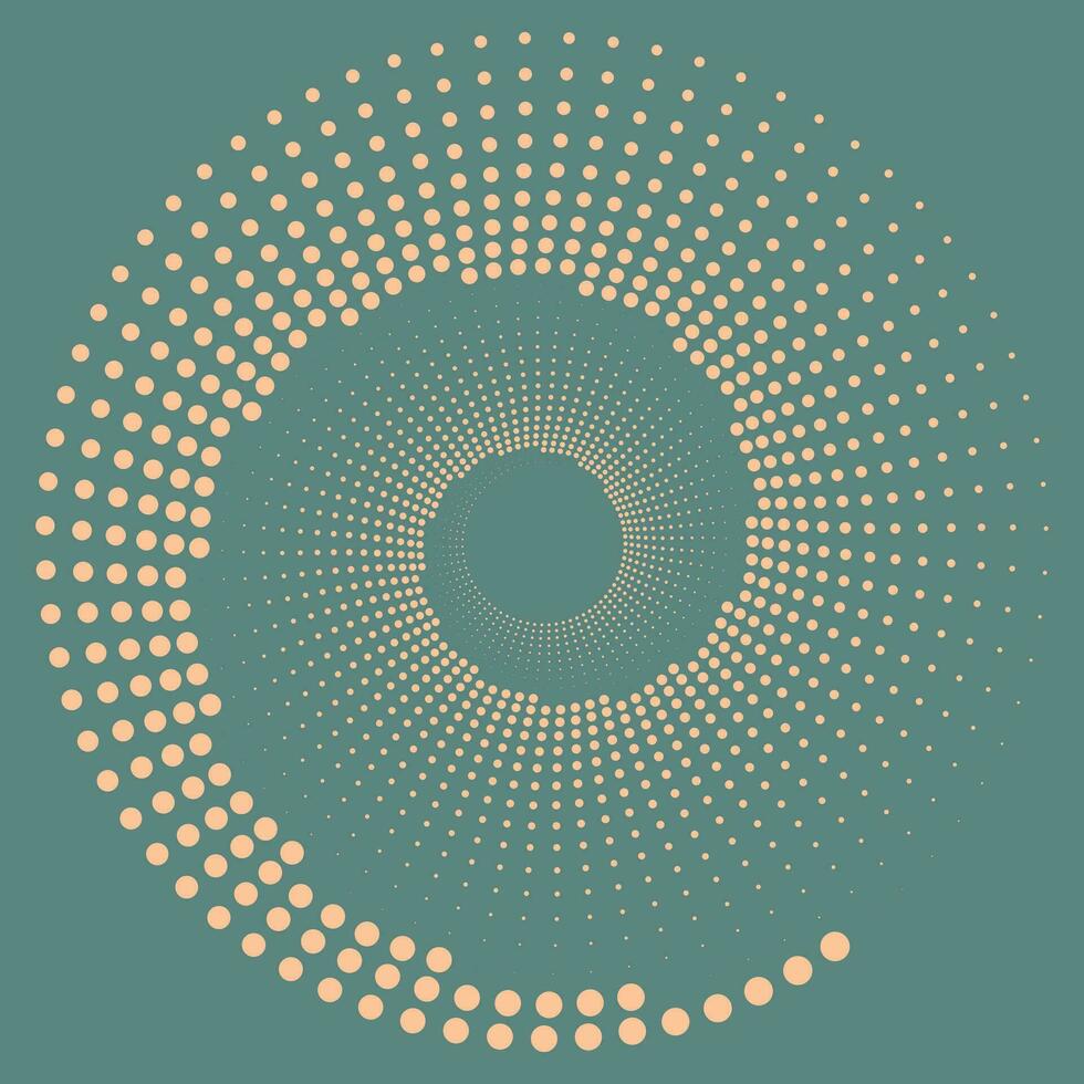 perzik dons cirkel dots geïsoleerd Aan groen achtergrond. abstract vector achtergrond. optisch illusie draaikolk. meetkundig kunst. ontwerp element voor kader, logo, tatoeëren, web Pagina's, afdrukken, affiches, Sjablonen.