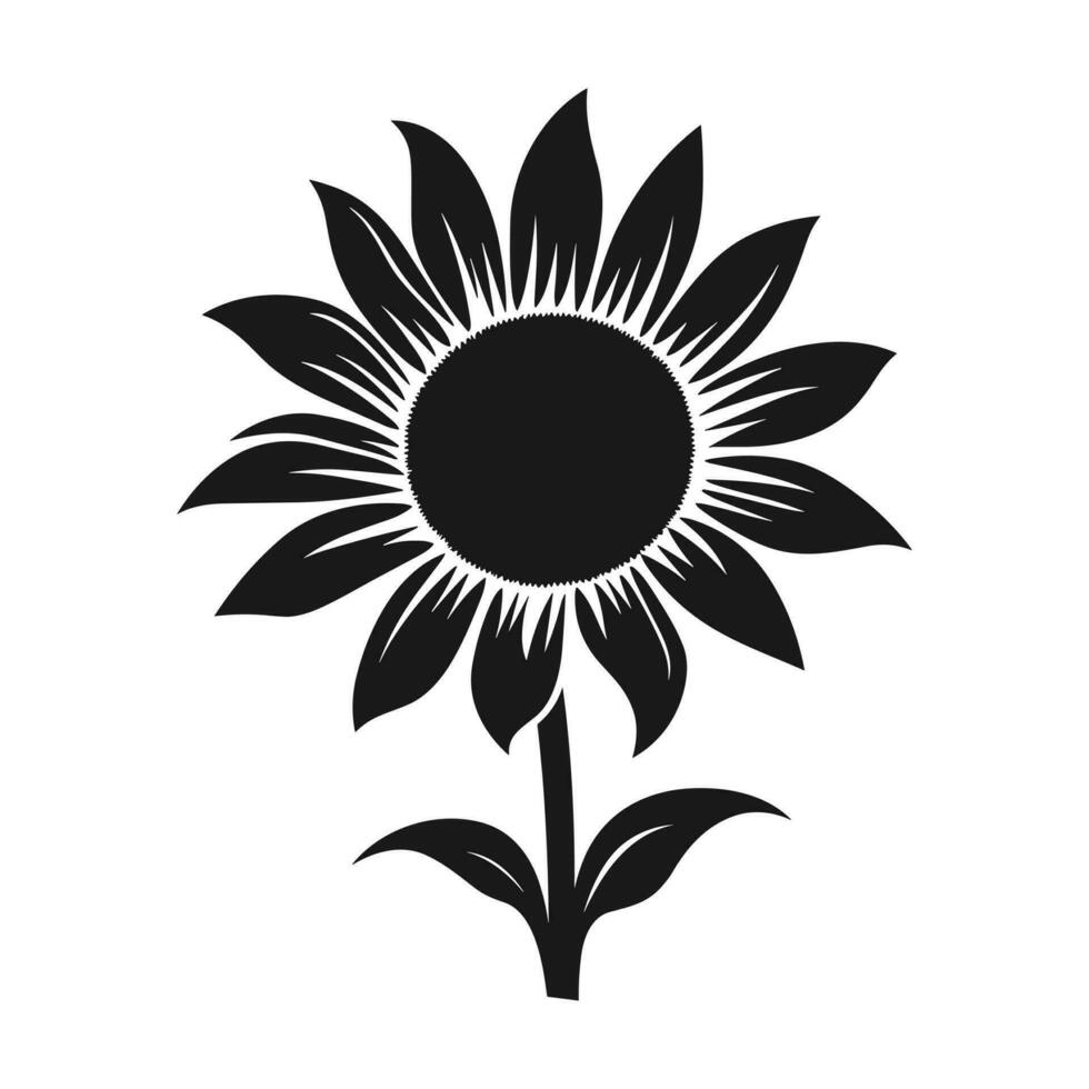 een zonnebloem vector silhouet geïsoleerd Aan een wit achtergrond