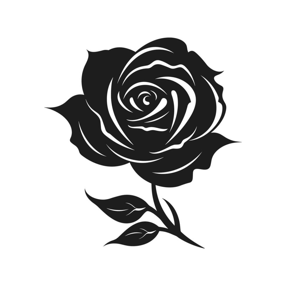 een roos bloem vector silhouet geïsoleerd Aan een wit achtergrond