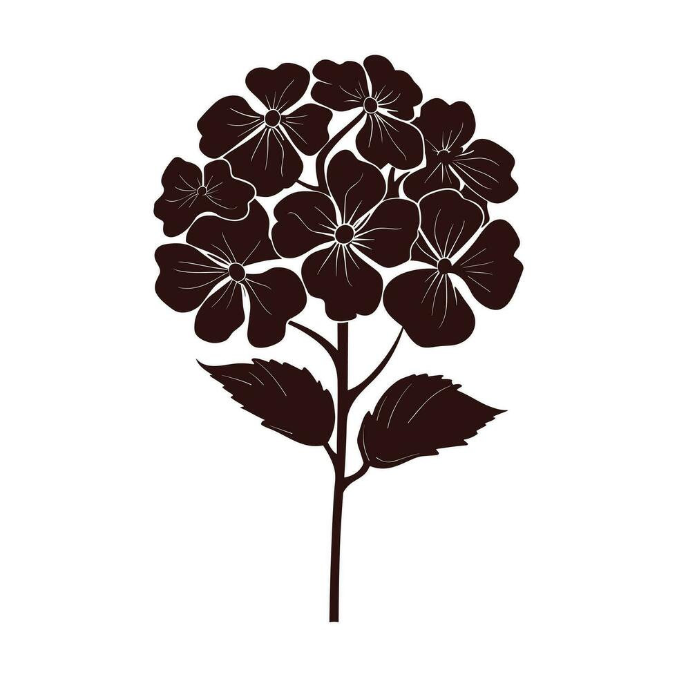 een hortensia bloem vector silhouet geïsoleerd Aan een wit achtergrond