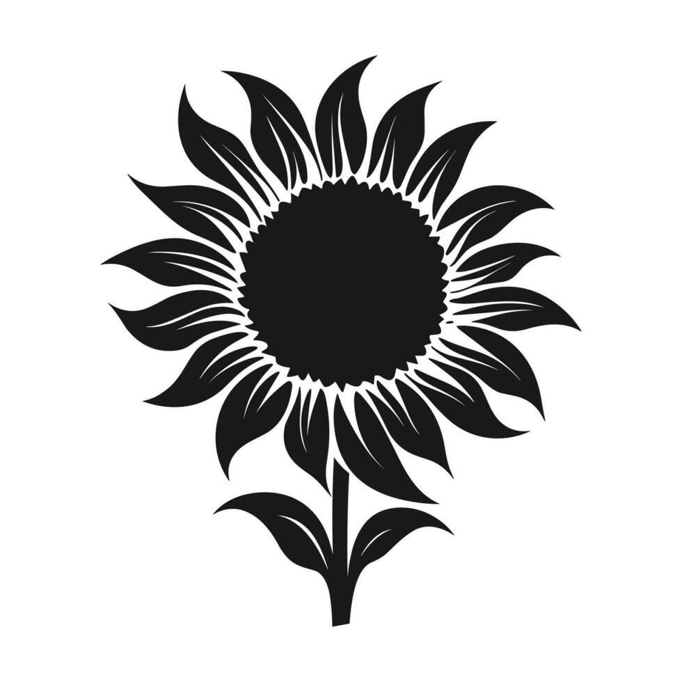 een zonnebloem vector silhouet geïsoleerd Aan een wit achtergrond