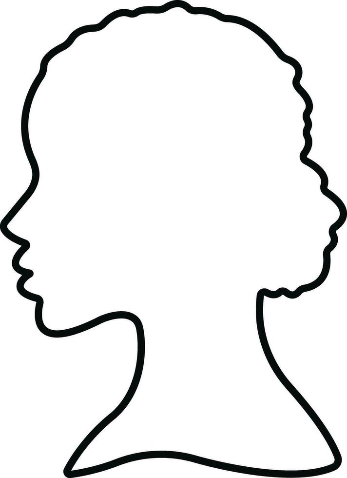 Dames icoon in lijn. geïsoleerd Aan elegant silhouetten met verschillend kapsels. symbool van Afrikaanse Amerikaans mooi vrouw gezicht in profiel. vector voor apps en website