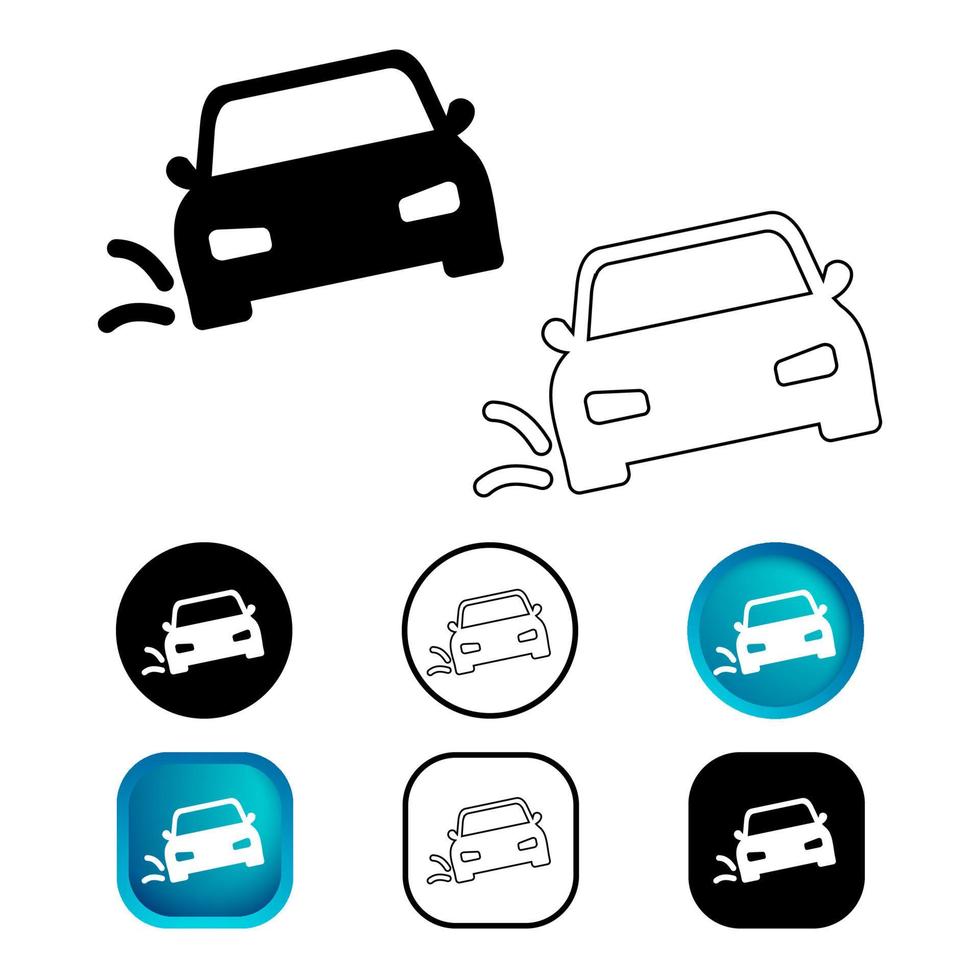 abstracte auto rijden waarschuwingspictogram set vector