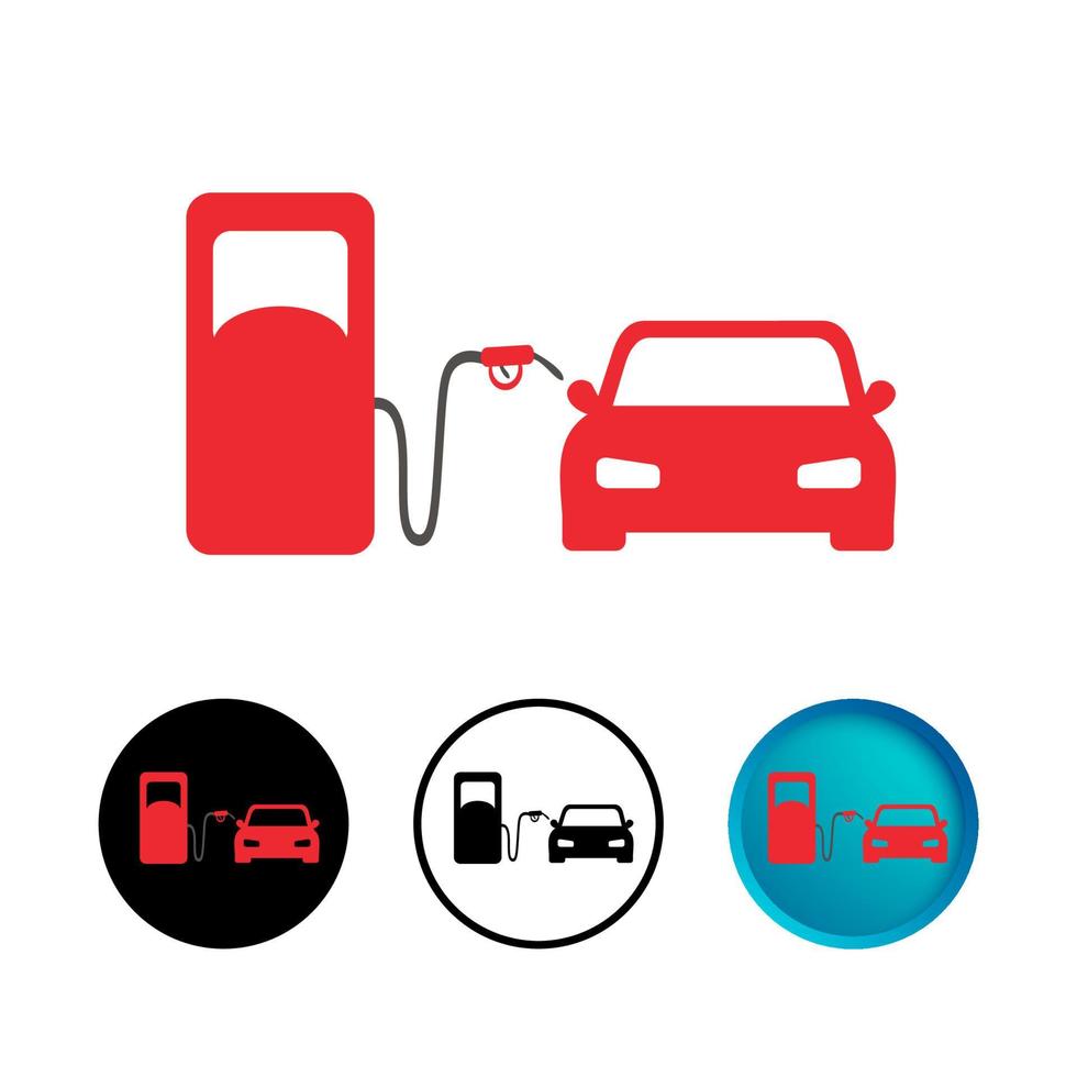 abstracte auto bij benzinestation icon set vector
