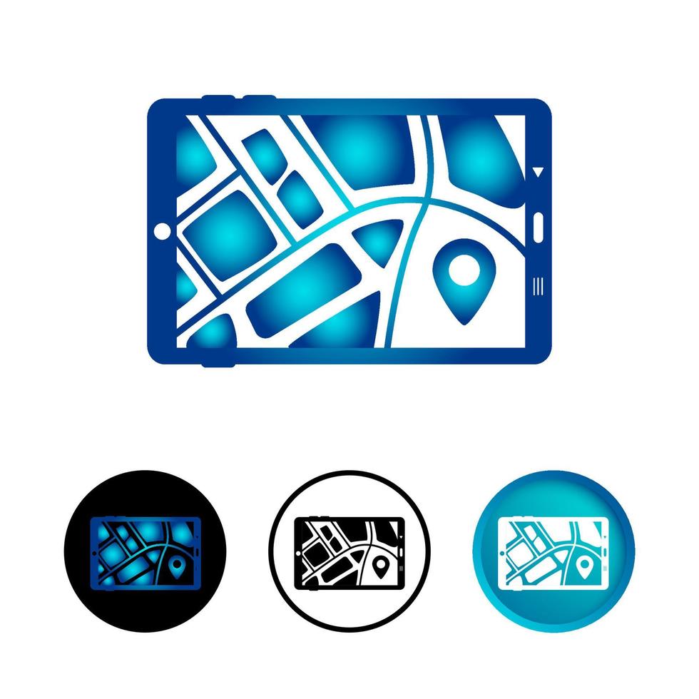 abstracte gps op scherm icon set vector