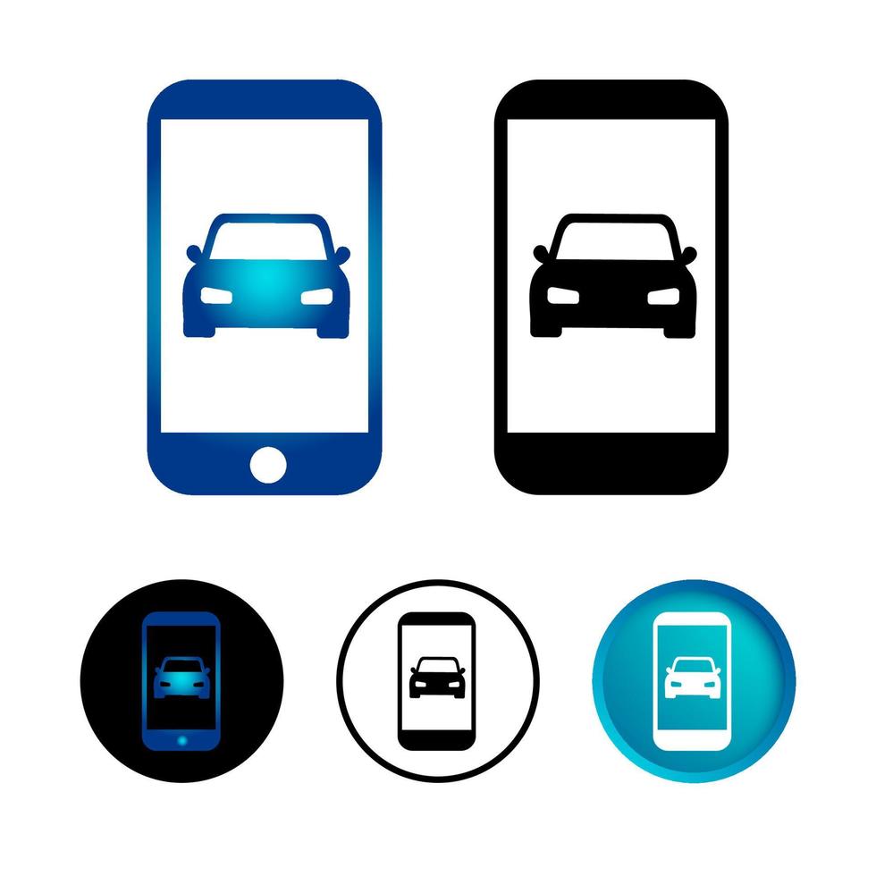 abstracte auto op mobiele telefoon icon set vector