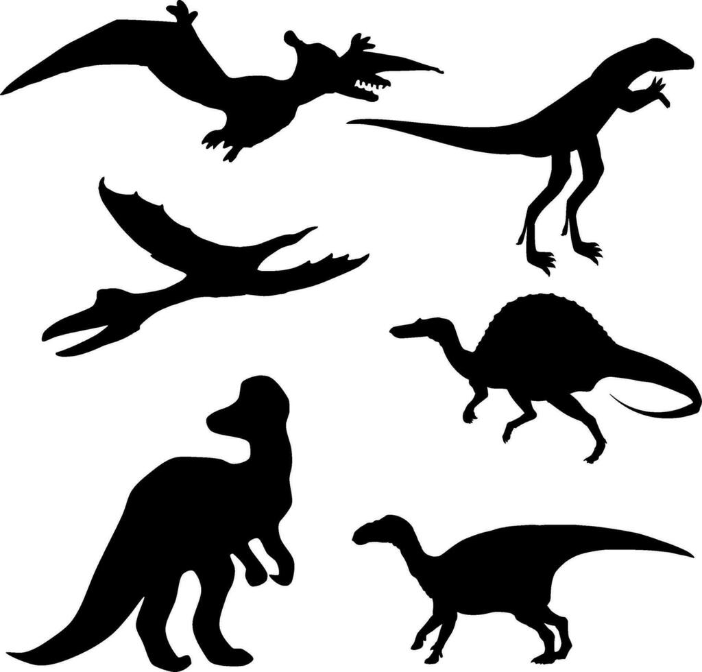 dinosaurus silhouet vector Aan wit achtergrond