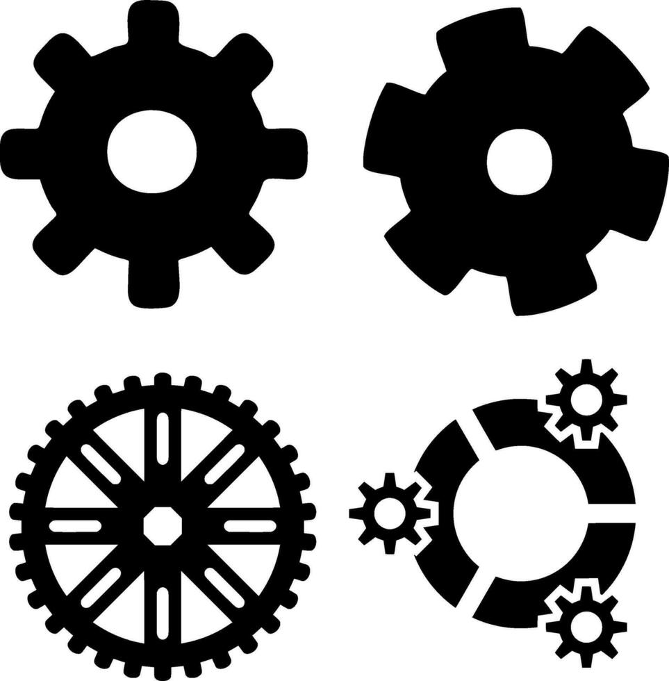 versnellingen silhouet vector Aan wit achtergrond