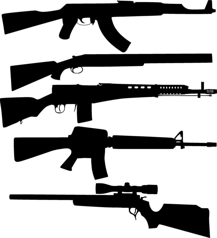 vuurwapens silhouet vector Aan wit achtergrond