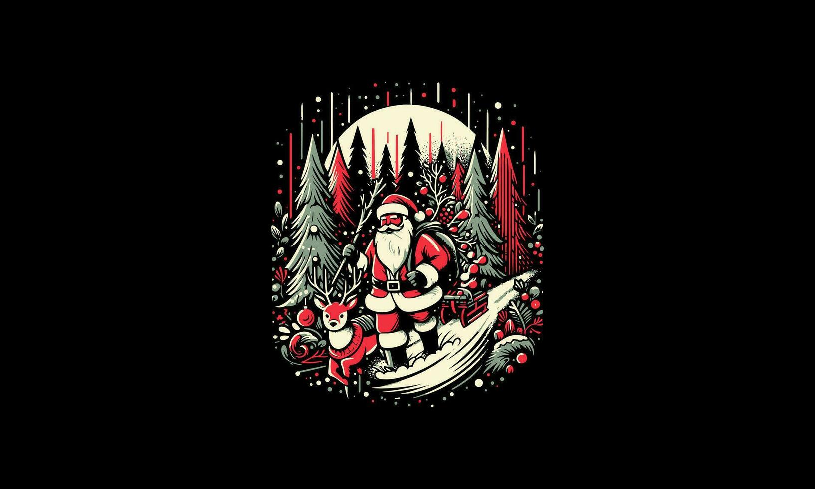 de kerstman Aan Woud vector illustratie artwork ontwerp