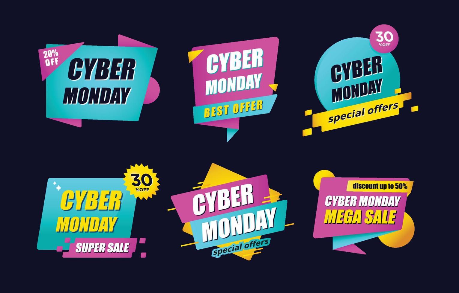 cyber maandag verkoop sticker vector