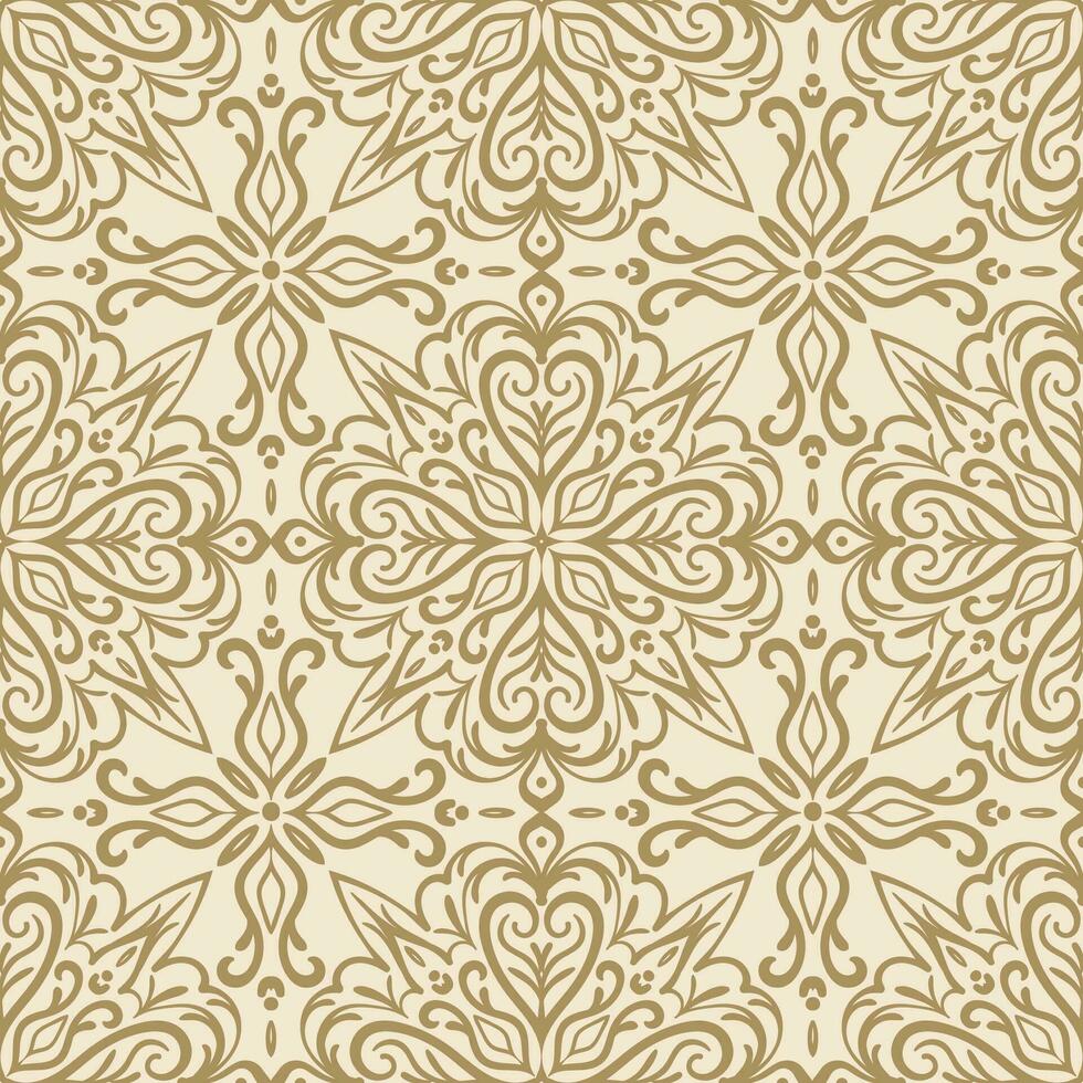 Koninklijk damast naadloos patroon. oosters traditioneel luxe achtergrond. subtiel goud ornament, herhaling tegels, modern ontwerp voor textiel, kleding stof, behang vector