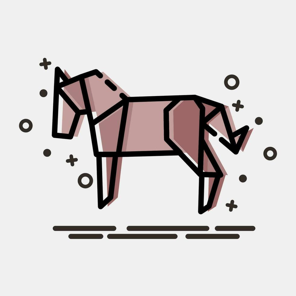 icoon paard origami. Chinese dierenriem elementen. pictogrammen in mbe stijl. mooi zo voor afdrukken, affiches, logo, advertentie, decoratie, infographics, enz. vector