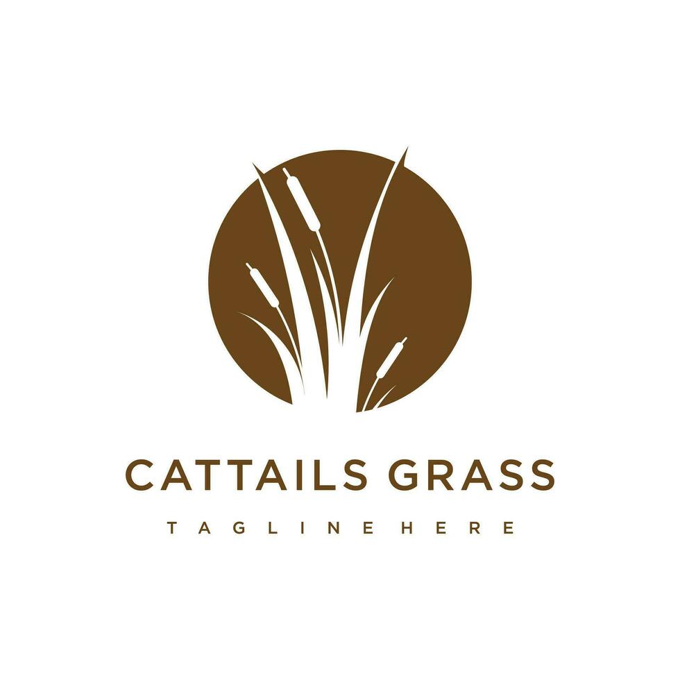 cattails gras logo ontwerp sjabloon vector illustratie met creatief idee