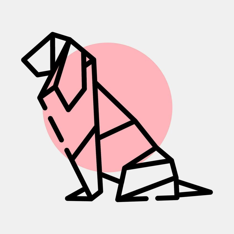 icoon hond origami. Chinese dierenriem elementen. pictogrammen in kleur plek stijl. mooi zo voor afdrukken, affiches, logo, advertentie, decoratie, infographics, enz. vector