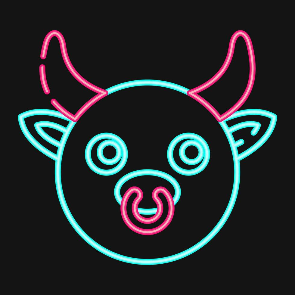 icoon os gezicht. Chinese dierenriem elementen. pictogrammen in neon stijl. mooi zo voor afdrukken, affiches, logo, advertentie, decoratie, infographics, enz. vector