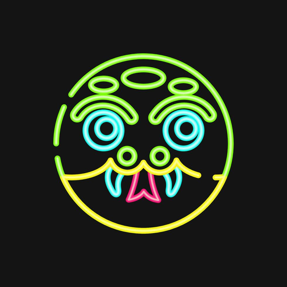 icoon slang gezicht. Chinese dierenriem elementen. pictogrammen in neon stijl. mooi zo voor afdrukken, affiches, logo, advertentie, decoratie, infographics, enz. vector