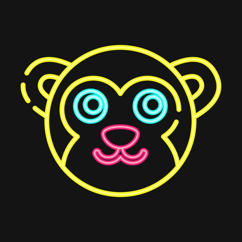 icoon aap gezicht. Chinese dierenriem elementen. pictogrammen in neon stijl. mooi zo voor afdrukken, affiches, logo, advertentie, decoratie, infographics, enz. vector