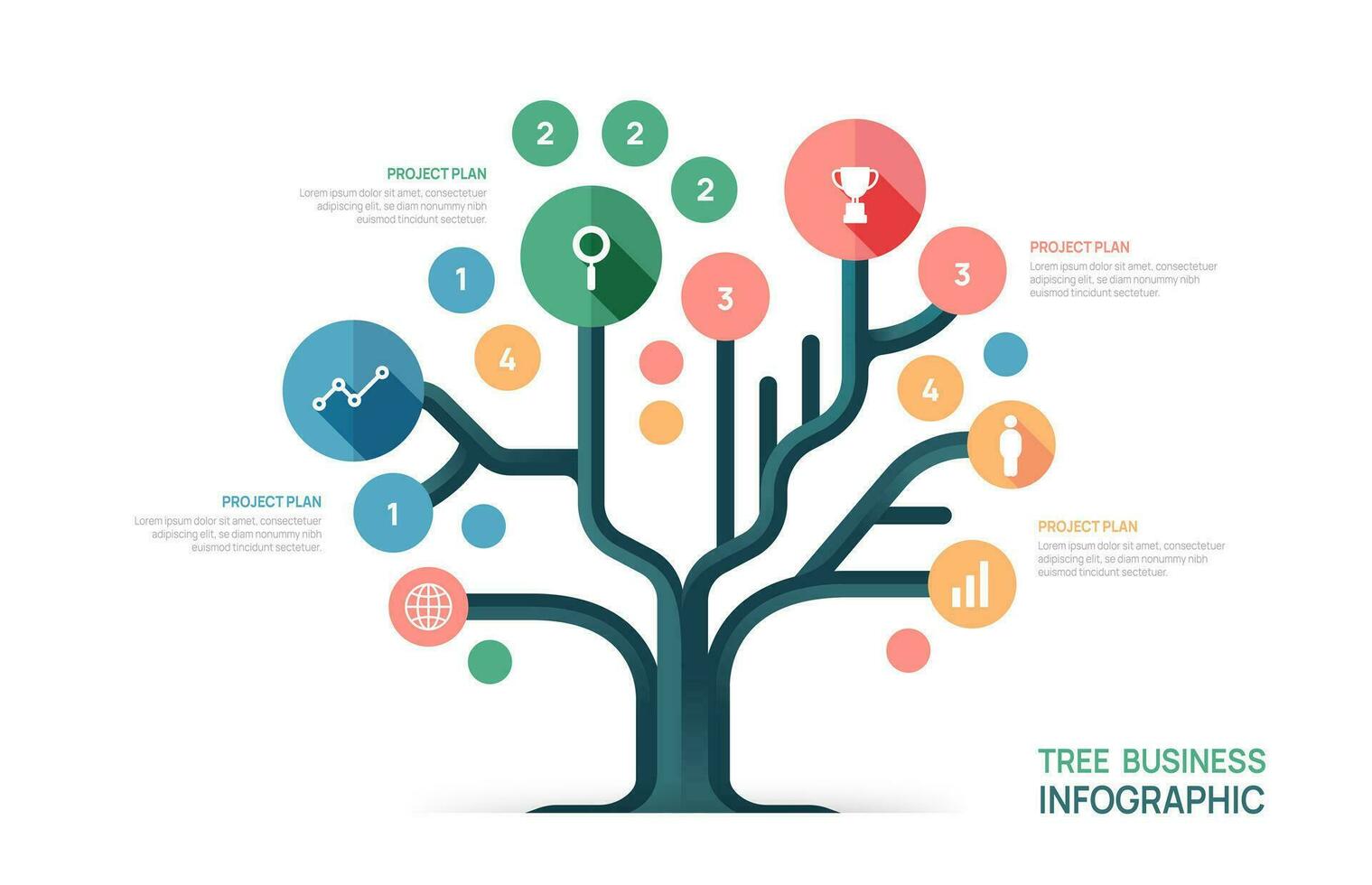 infographic boom bedrijf groei ontwerp sjabloon. eco bedrijf boom concept met stappen. vector illustratie.