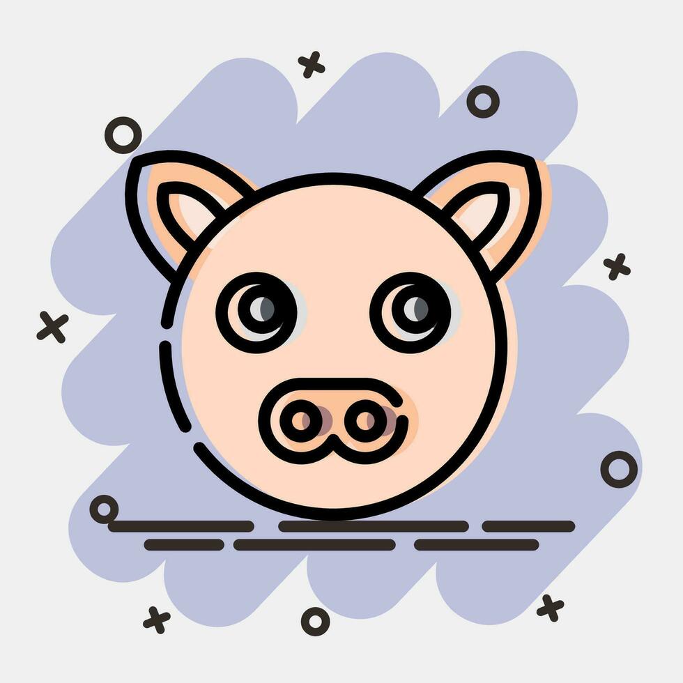 icoon varken gezicht. Chinese dierenriem elementen. pictogrammen in grappig stijl. mooi zo voor afdrukken, affiches, logo, advertentie, decoratie, infographics, enz. vector