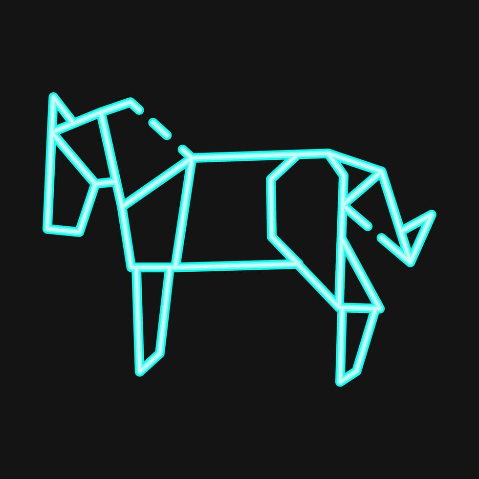 icoon paard origami. Chinese dierenriem elementen. pictogrammen in neon stijl. mooi zo voor afdrukken, affiches, logo, advertentie, decoratie, infographics, enz. vector