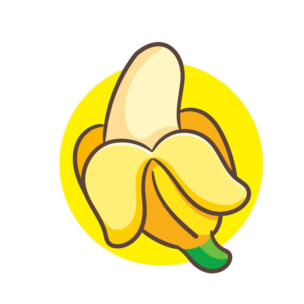 voor de helft geschild banaan tekenfilm vector illustratie. fruit en voedsel concept ontwerp vlak stijl. geïsoleerd wit achtergrond. klem kunst icoon ontwerp.