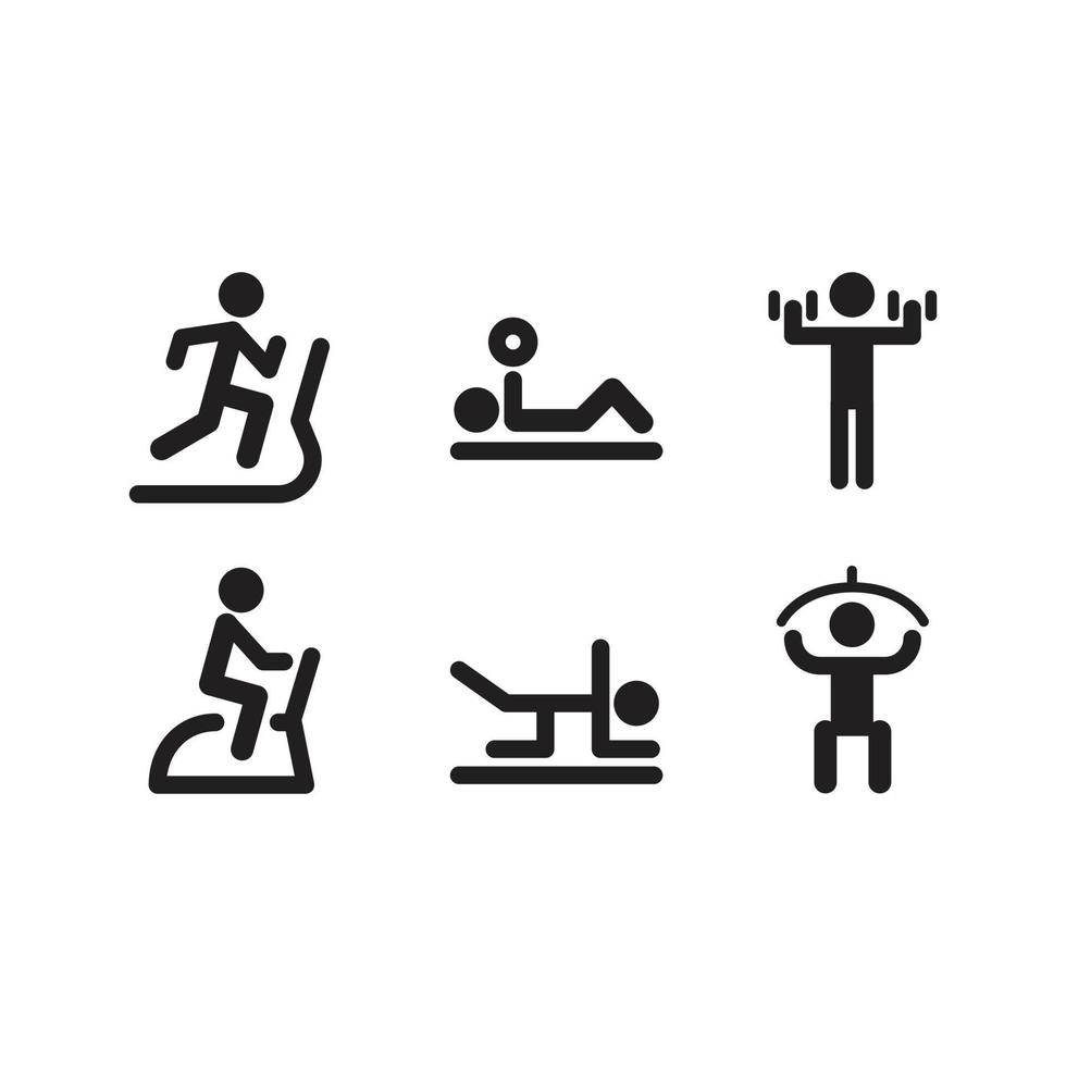 sportschool fitness pictogrammen symbool, pictogram, vectorillustratie vector