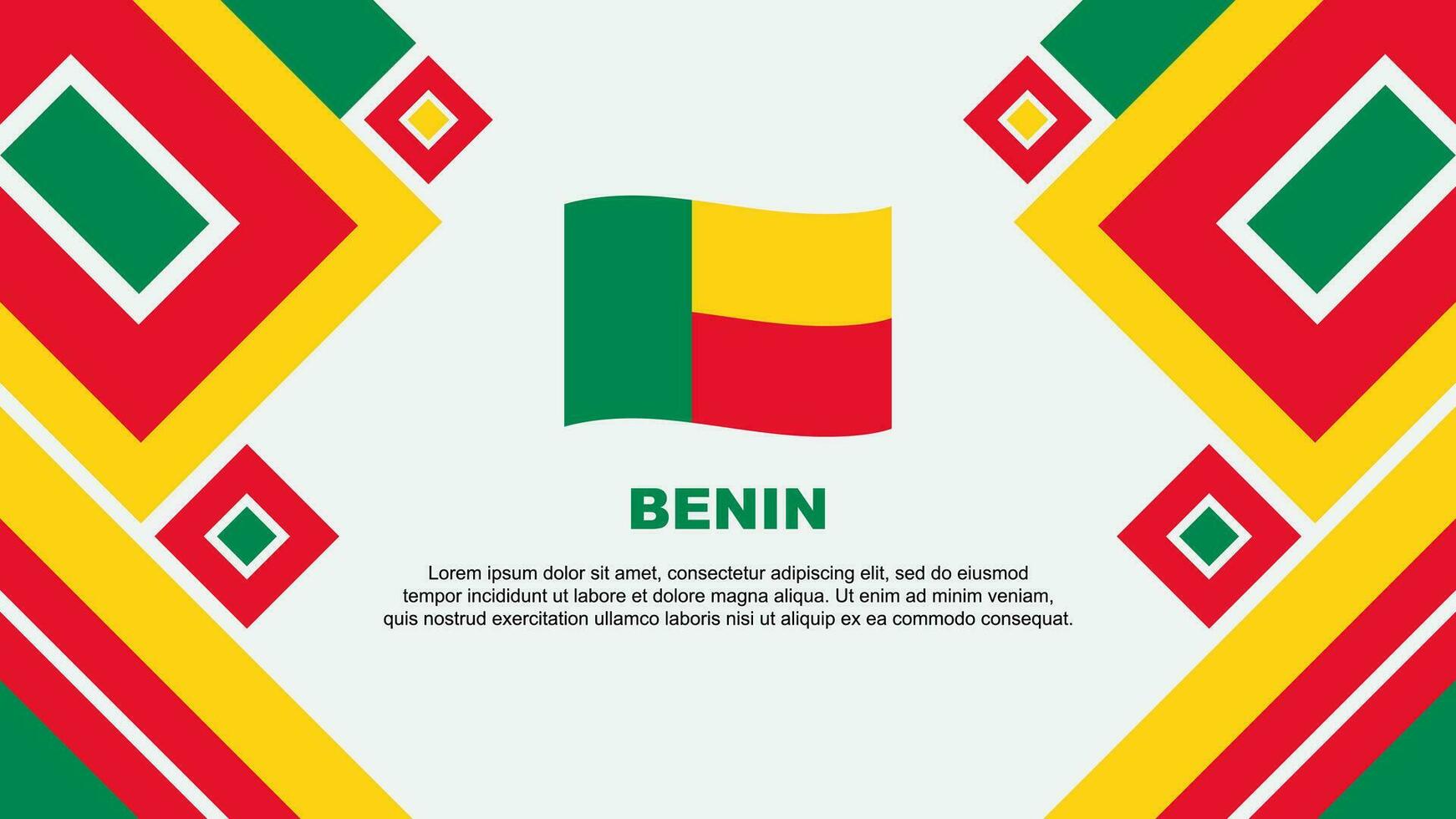 Benin vlag abstract achtergrond ontwerp sjabloon. Benin onafhankelijkheid dag banier behang vector illustratie. Benin tekenfilm