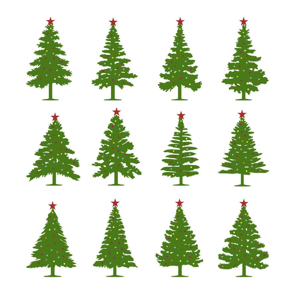 reeks van Kerstmis boom ontwerp kleurrijk elementen vector, wit achtergrond vector
