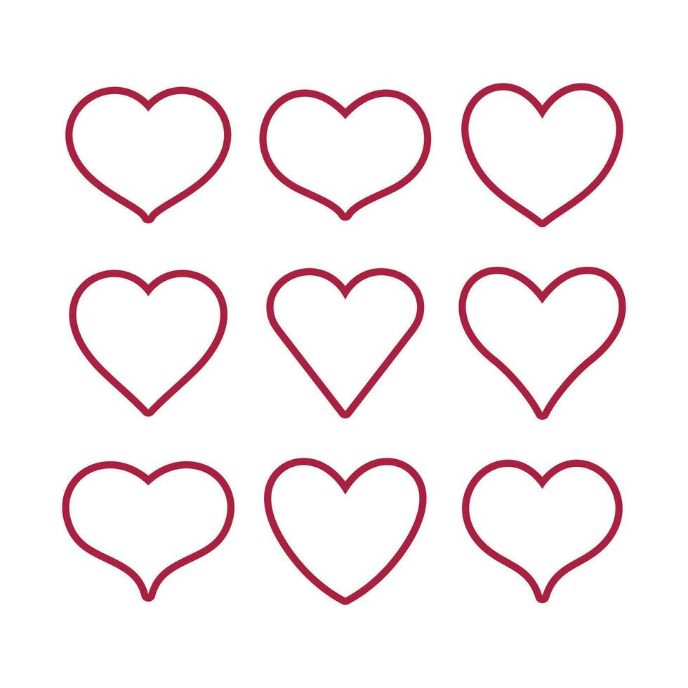 verzameling van geïllustreerd hart pictogrammen tekening liefde tekening Aan wit achtergrond vector