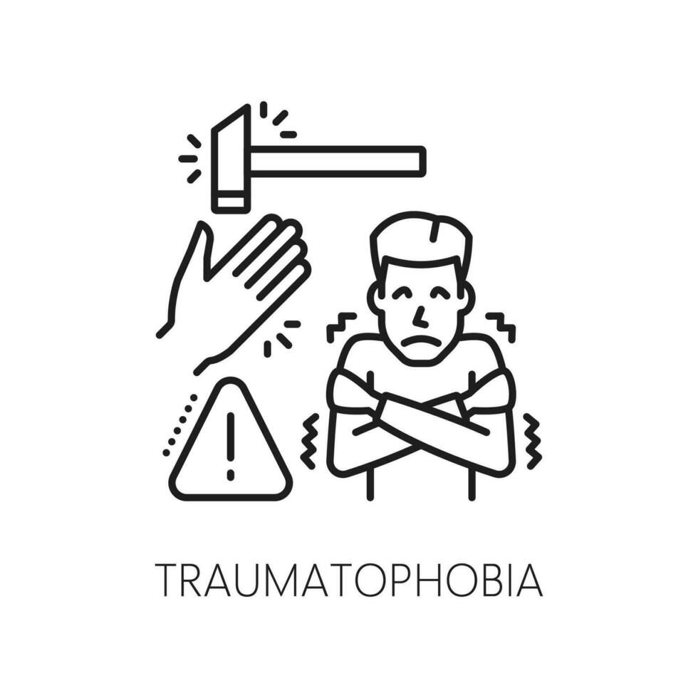 traumatofobie fobie, mentaal Gezondheid lijn icoon vector