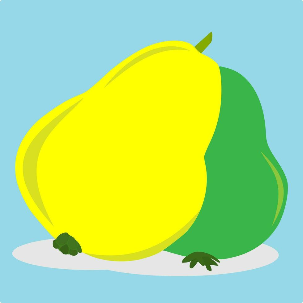 vector illustrasion guava kleur geel en groen achtergrond kleur blauw