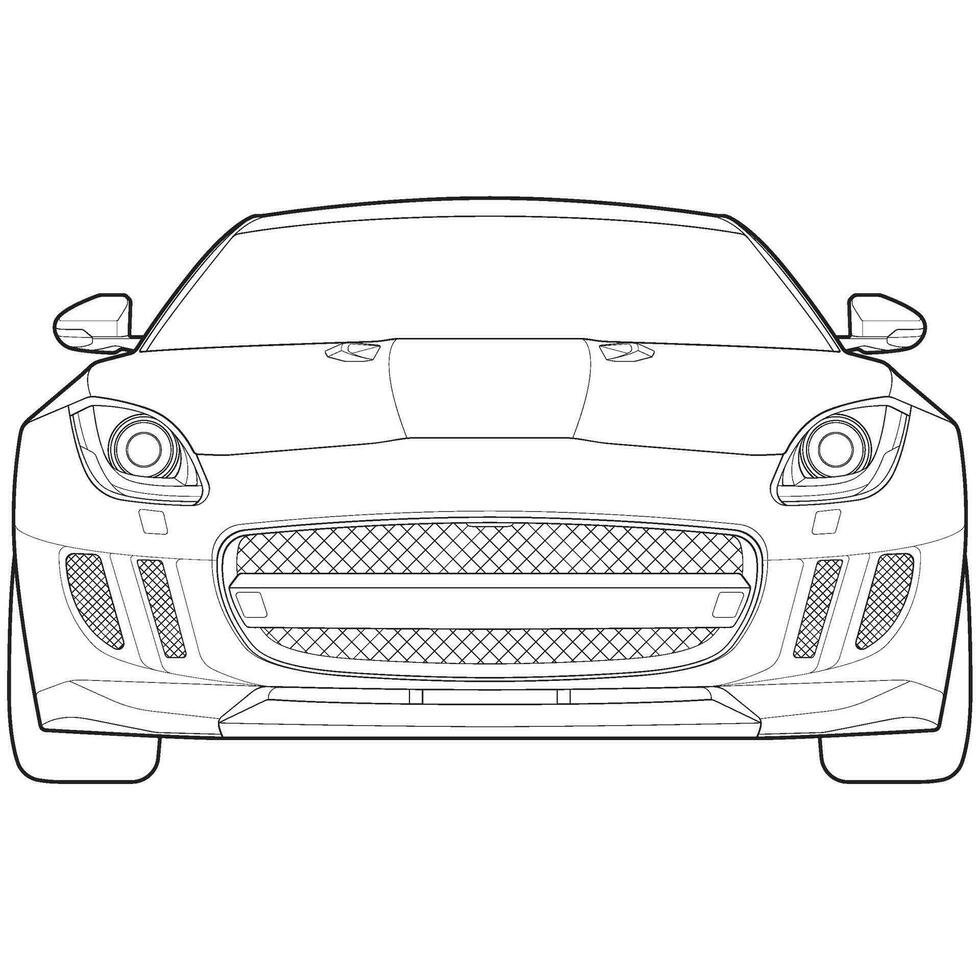 auto schets blauwdruk vector. voorkant visie auto met lijn kunst stijl. geïsoleerd auto vector kunst. hand- getrokken auto vector.