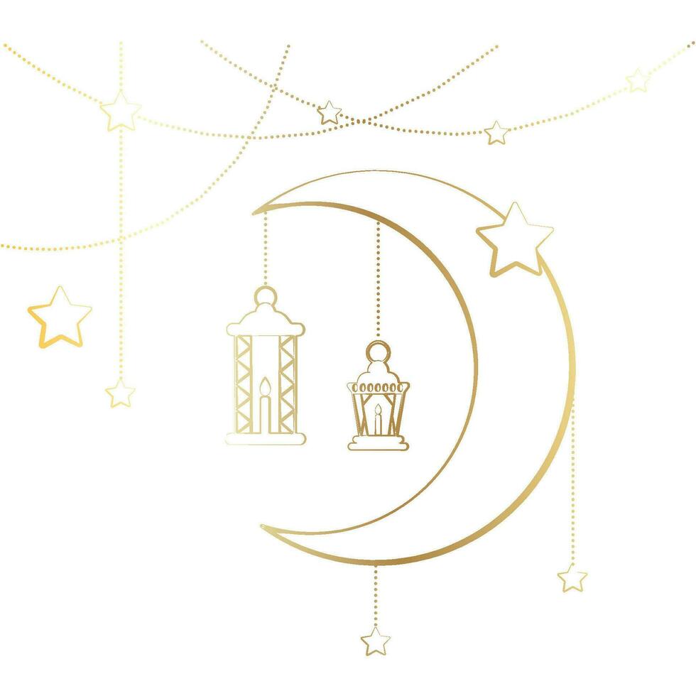 Ramadan kareem gouden lijn illustratie vector