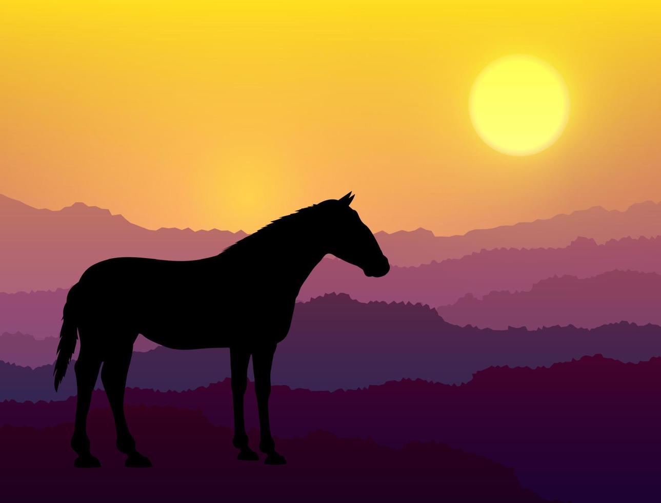 paard wilde westen maan nacht landschap achtergrond vector