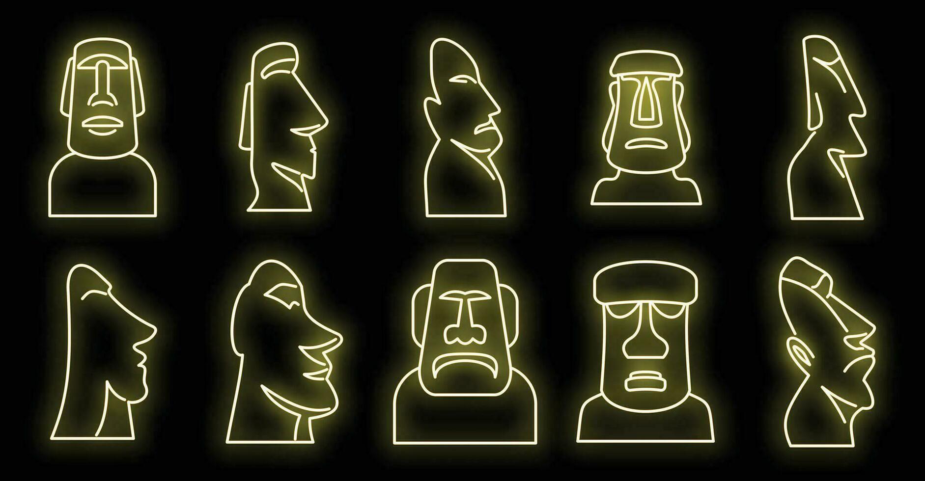 Pasen eiland standbeeld pictogrammen reeks vector neon