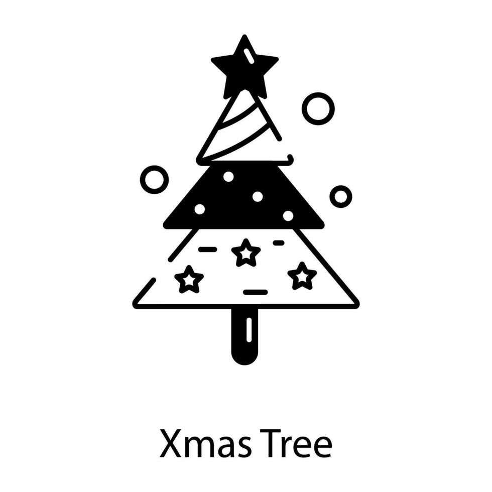 gemakkelijk naar Bewerk lijn stijl icoon van Kerstmis boom vector