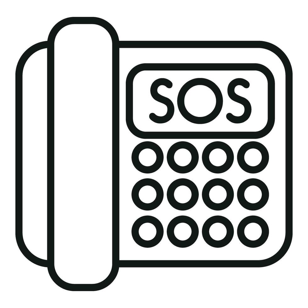 Sos helpen telefoontje icoon schets vector. Gevaar redden vector