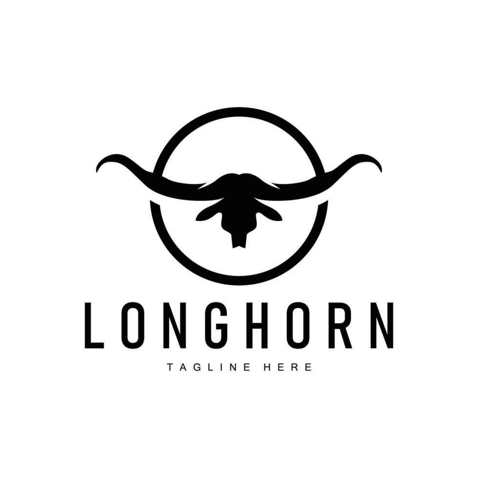 Longhorn logo oud wijnoogst ontwerp west land Texas stier toeter vector