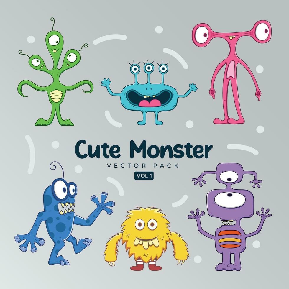 reeks van monsters verzameling - reeks van schattig monsters - grappig monster karakter reeks vector illustratie