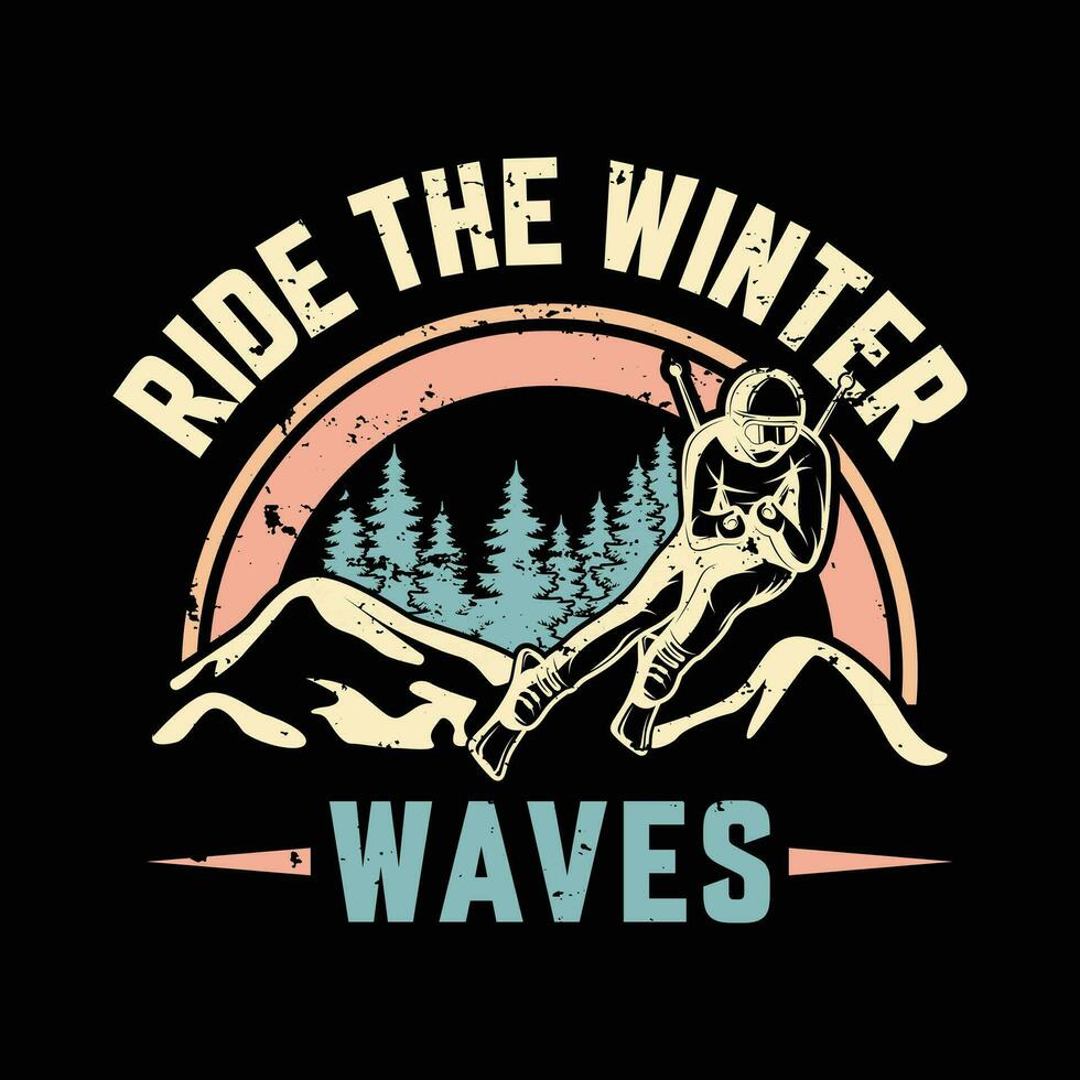 rijden de winter golven t overhemd ontwerp vector