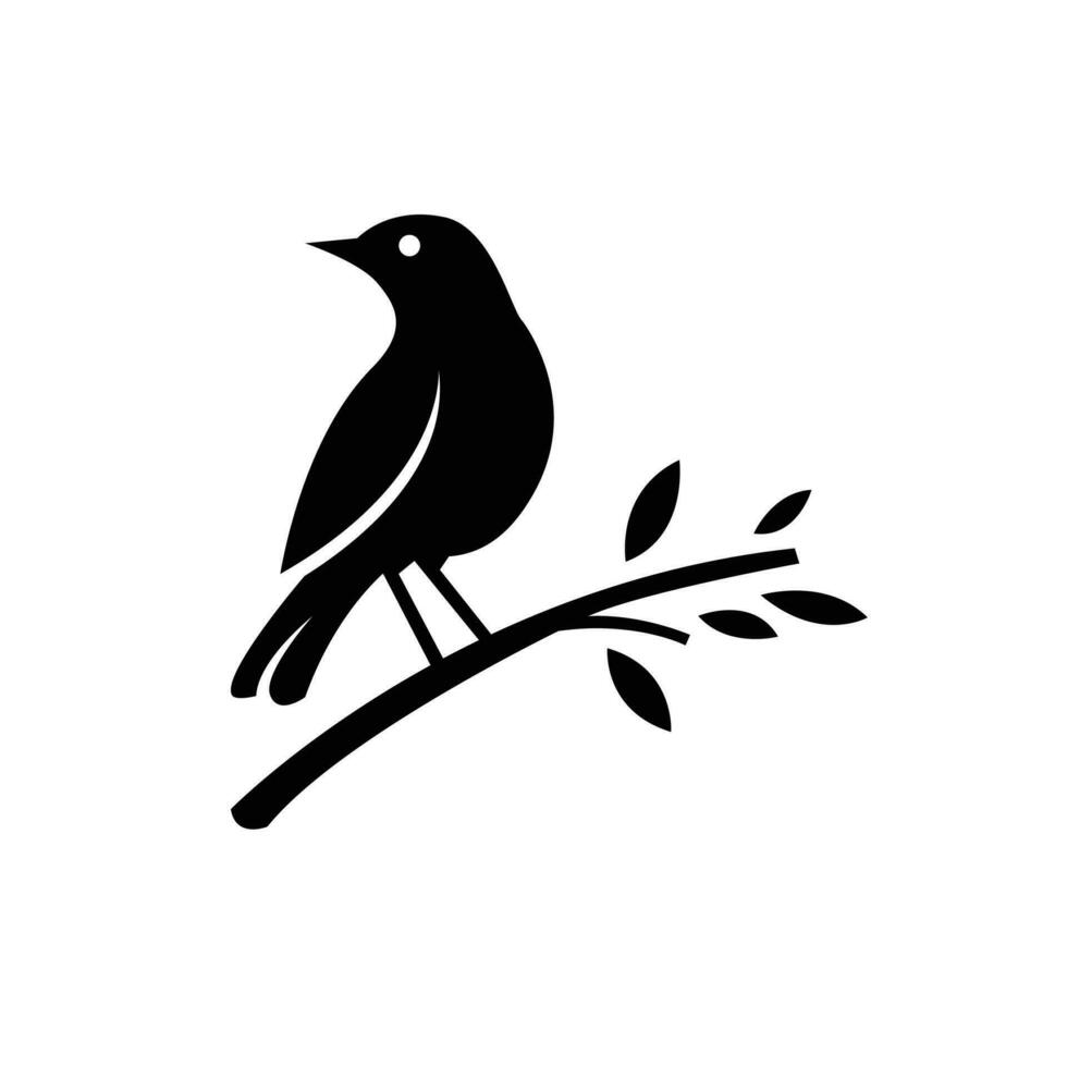 de ekster vogel logo is neergestreken Aan een stengel en bladeren, geschikt voor bedrijf, gemeenschap en natuur minnaar identiteiten. vector