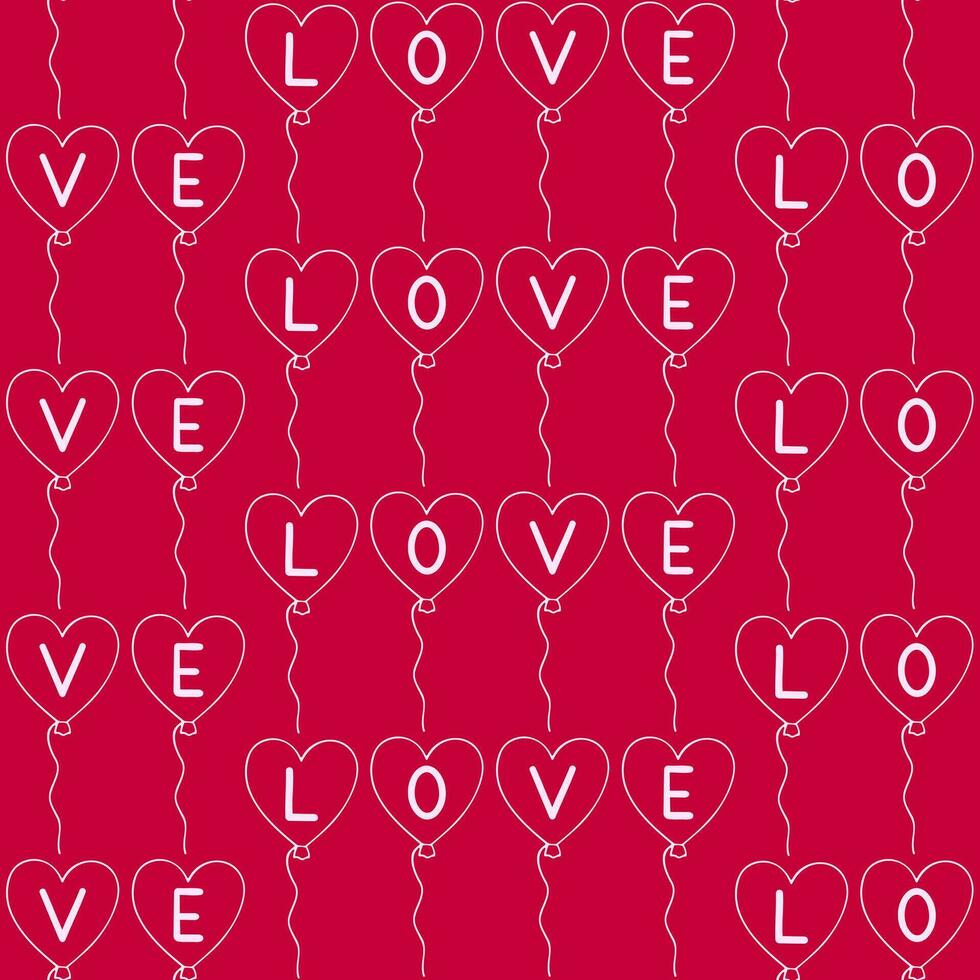 naadloos patroon van hand- getrokken hand- getrokken hart ballonnen en liefde brieven. romantisch liefde ontwerp voor liefde, valentijnsdag dag, moeders dag, bruiloft viering, groet kaart, uitnodigingen, scrapbooken. vector