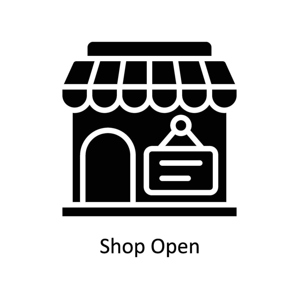 winkel Open vector solide icoon ontwerp illustratie. bedrijf en beheer symbool Aan wit achtergrond eps 10 het dossier