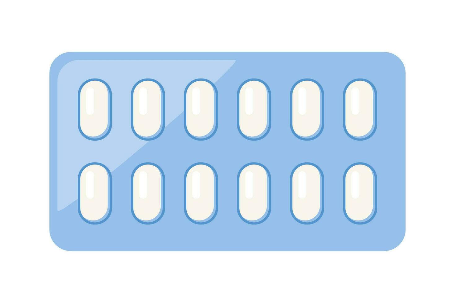blaar met pillen voor ziekte en pijn behandeling. medisch drug pakket voor tablet, vitamine, antibiotica, aspirine. vector illustratie.