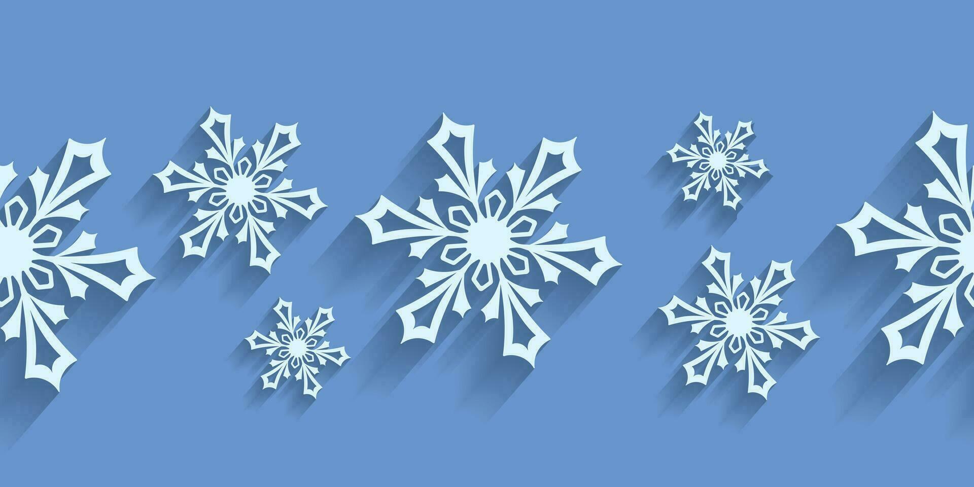 winter naadloos patroon met papier besnoeiing sneeuwvlokken. Kerstmis ontwerp 3d illustratie Aan blauw gekleurde achtergrond voor presentatie, banier, omslag, web, folder, kaart, uitverkoop, poster en sociaal media vector